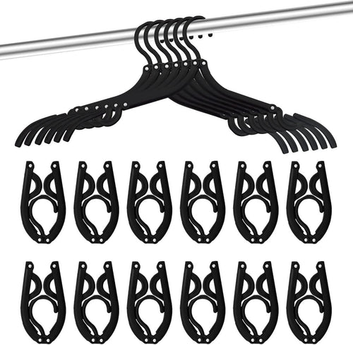 12Pcs Foldable Clothes Hangers for Traveling Black